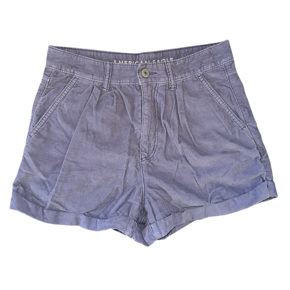 American Eagle Muted Purple Corduroy Cuffed Pleated "Mom Short" Size 2